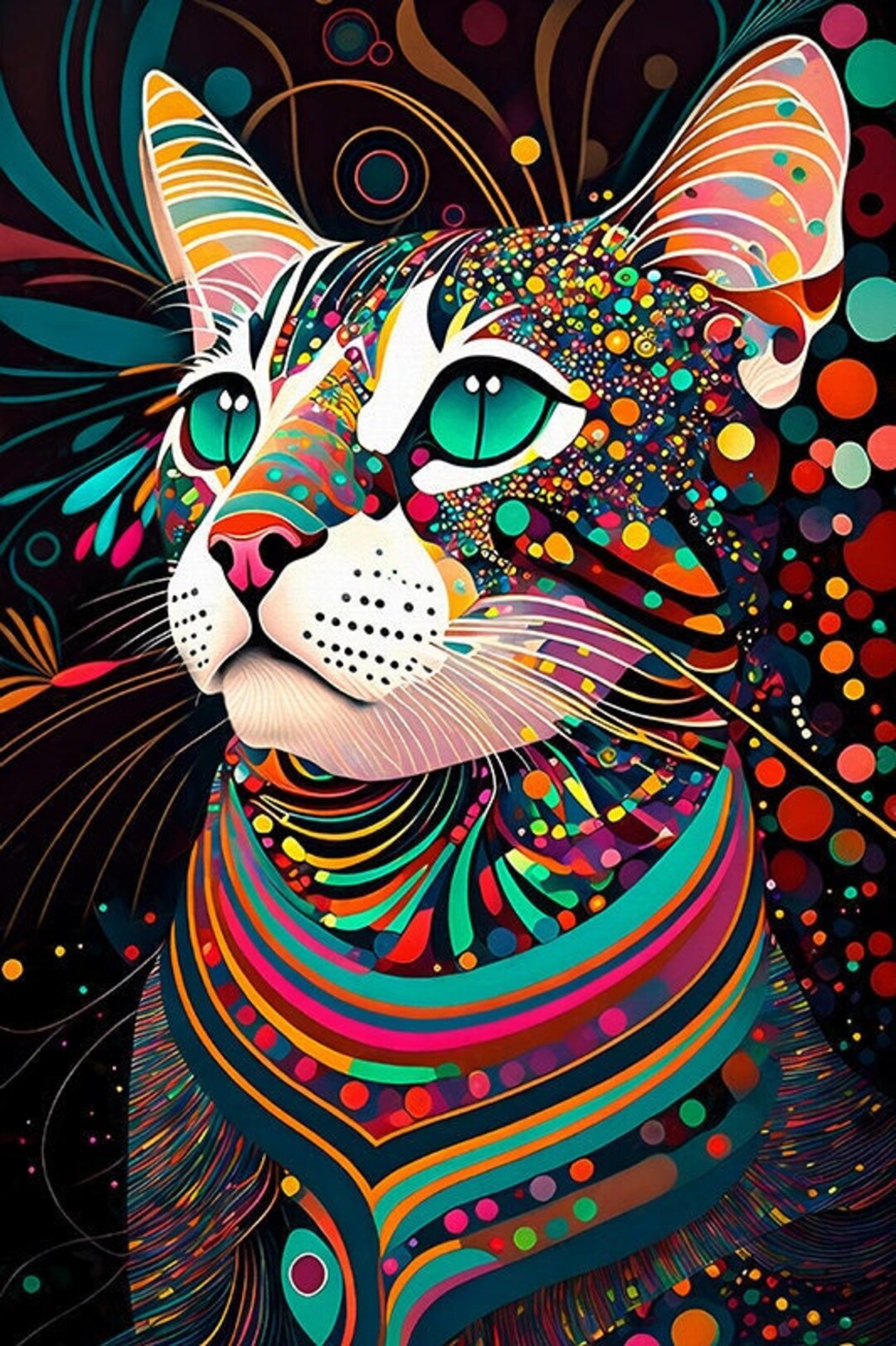 Colorful Cat Art Abstract Cat Art Colorful Cats Psychedelic Cats Colorful Cat Art Abstract Cat Art Colorful Cats Psychedelic Cats