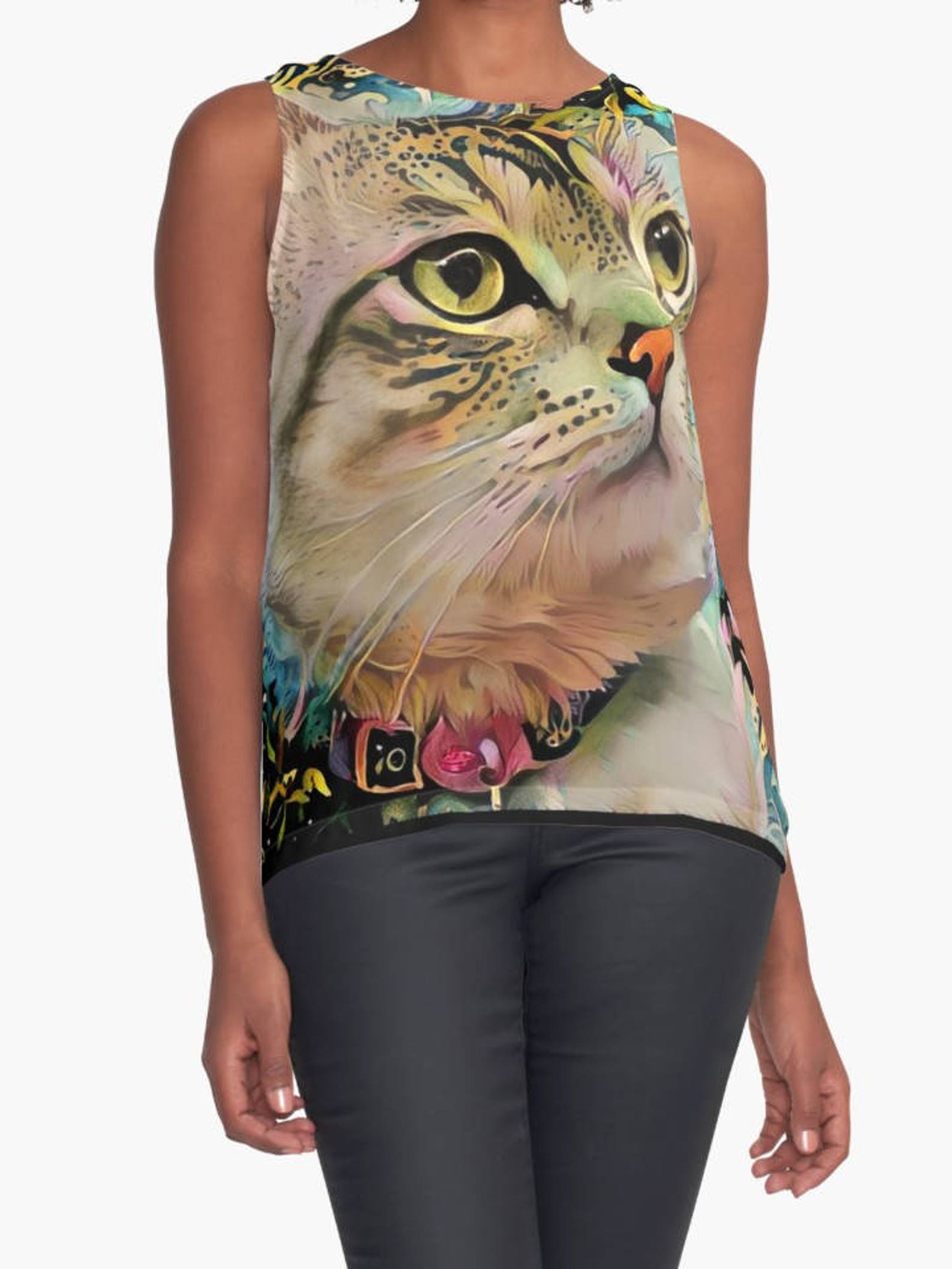 Cat Tops for Women Cat Lady Shirt Psychedelic Clothing Etsy