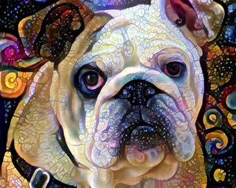 English Bulldog Art, Bulldog Print, Dog Decor, Bull Dog, Dog Lovers Gift, Pet Portrait, Dog Art Print, Dog Wall Decor