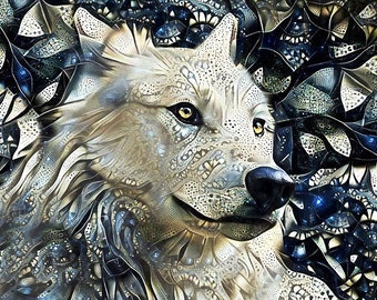 Wolf Gifts, White Wolf, Wolf Art Print, Wolf Dad, Wolf Wall Art, Gray Wolf Artwork, Wildlife Art, Wolf Decor, Abstract Wolf, Wolf Mom