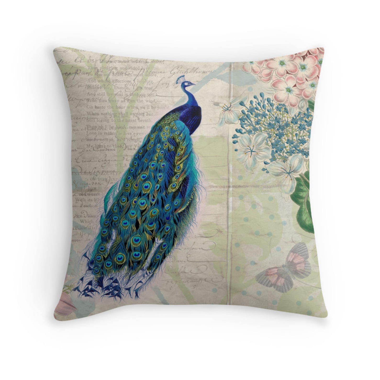 Peacock Pillow Botanical Decor Throw Pillow Covers Love Etsy