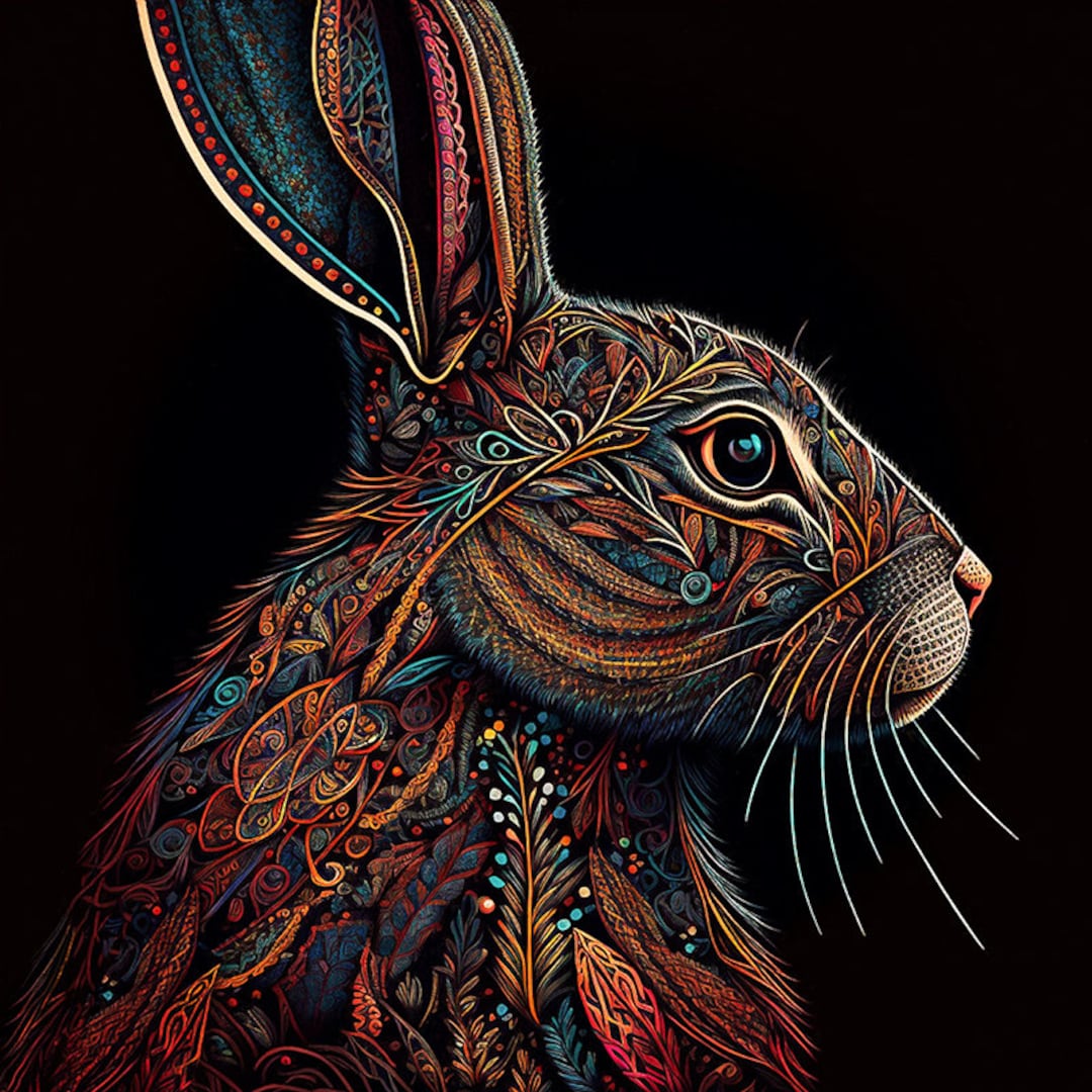 Rabbit Art Print Bunny Art Year Of The Rabbit Hare Art Jackrabbit 