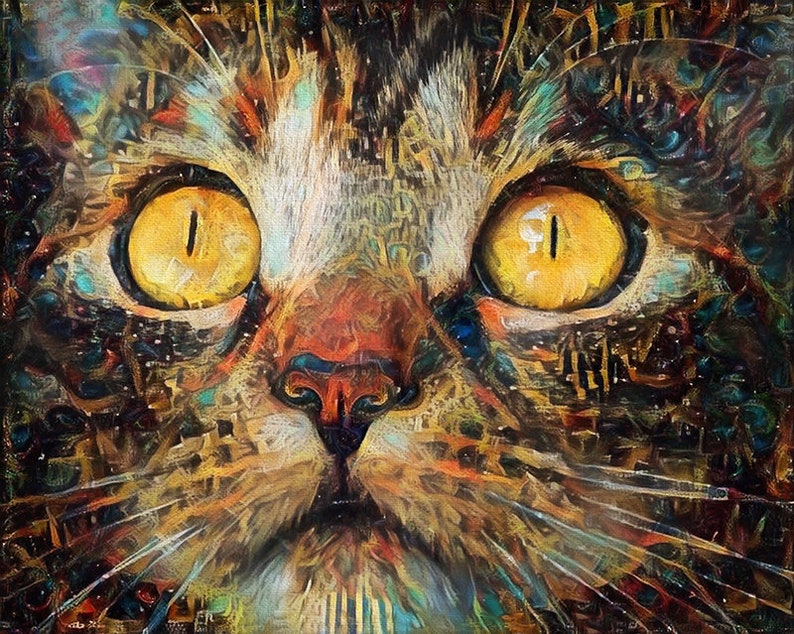  Cat  Wall Art Tabby Cat  Print Abstract  Cat  Art Pet Gift Cat  