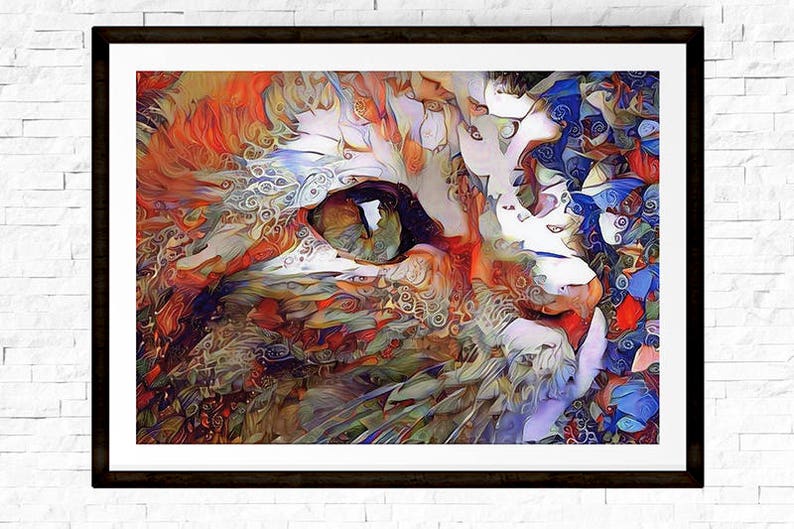 Cat Art, Cat Print, Orange Cat, Psychedelic Art, Colorful Decor, Cat Lover Gift, Cat Photo, Colorful Wall Art, Orange and Blue Art, Felines image 2