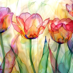 Tulips Art Print, Tulip Artwork, Tulip Wall Art, Flower Wall Decor, Watercolor Flowers, Colorful Flowers, Floral Wall Decor, Tulip Flowers