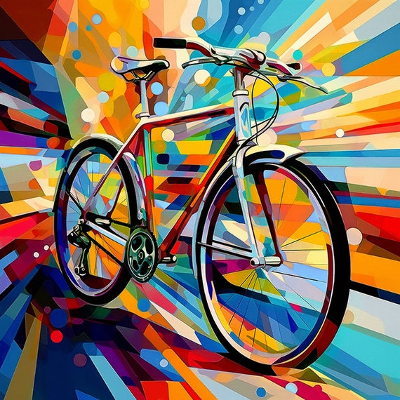 Bike Art Print Bicycle Art Pop Art Wpap Art Prints Man Cave Art Colorful Artwork Bike Posters Bike Wall Art Mens Bicycle Art