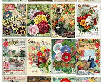 Catálogo de semillas vintage, arte de flores vintage, semillas de flores, impresión de arte de flores, cartel de flores, regalo de jardineros, arte retro, jardinería, arte colorido