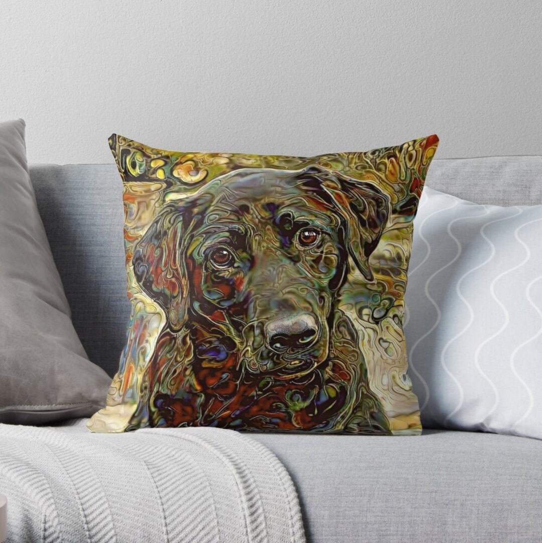 Black Lab Pillow, Dog Cushion, Labrador Retriever, Black Lab Gifts, Dog