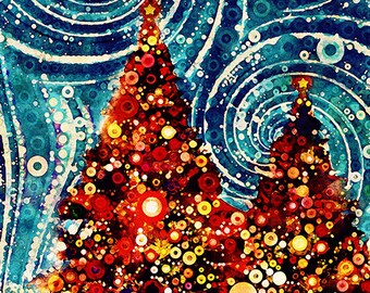 Christmas Tree Art, Xmas Art Print, Abstract Christmas, Christmas Prints, Abstract Trees, Colorful Christmas Art, Holiday Decor, Holiday Art