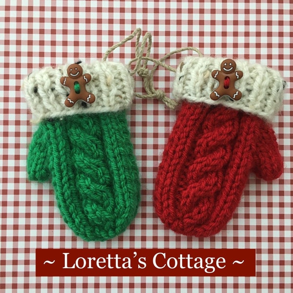 Mini Mitten Ornament, Modern Farmhouse Christmas Knit Ornament, Knit Gift Tag, Xmas Decor, Knit Christmas Tree Ornament LITTLE CHUNKY MITTEN