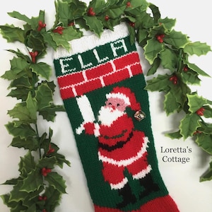 Personalized Hand-Knit Santa Stocking, Vintage Christmas Decor, Made To Order for Christmas 2026
