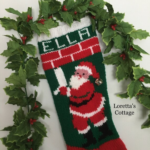 Santa Stocking Personalized Knitted Personalized Christmas Stocking Knitted Christmas Stocking Vintage Stocking Pattern Made To Order