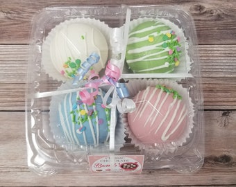 Pastel Hot Chocolate Bombs 4 Pack - White Chocolate with Milk Chocolate Powder & Marshmallows - Graduation Gift, Chocolate Lover, Hot Cocoa