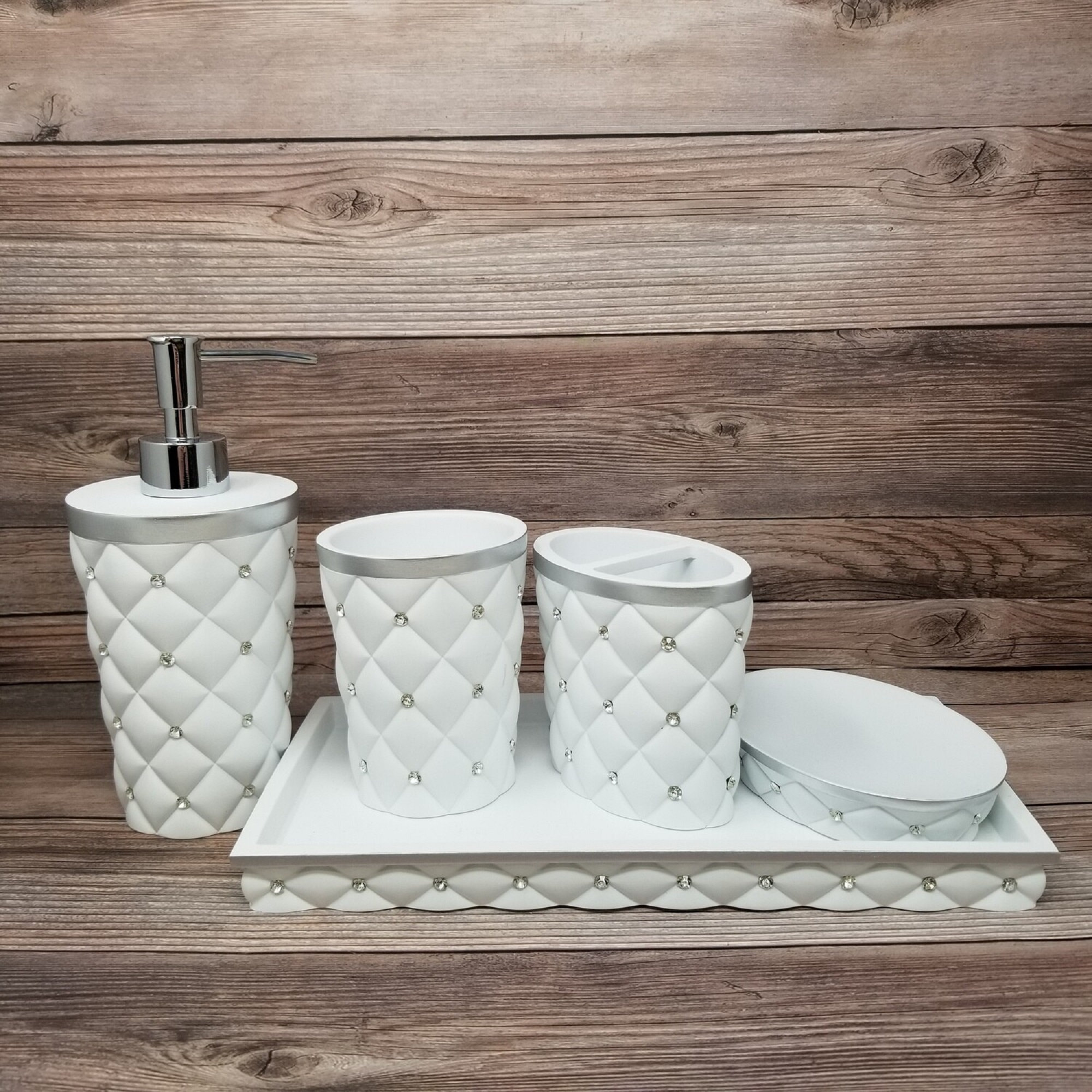 Luxury Crystal Diamond Rainbow Sparkle Bathroom Accessories Set munimoro.gob.pe