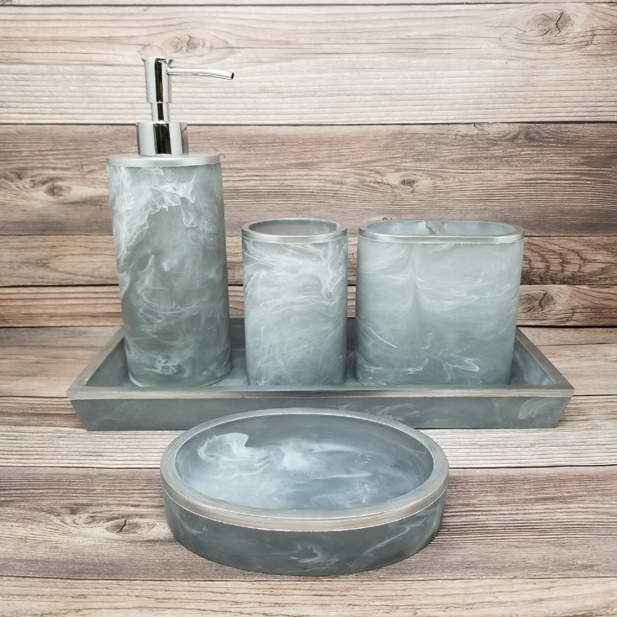 Coastal Bathroom Accessories Set With Trash Can - Etsy