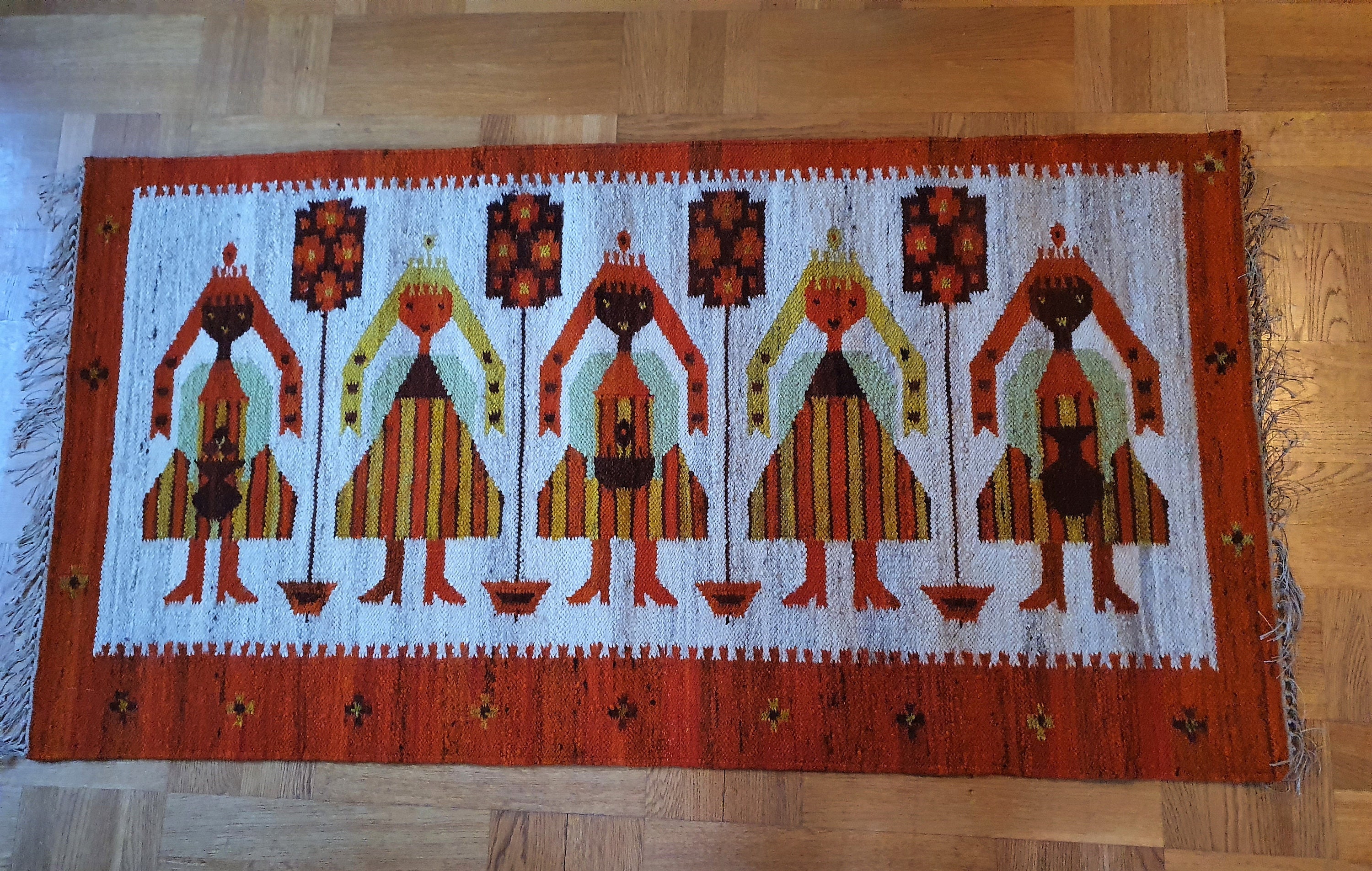 XL Kilim Genuine Rug Handmade Wool Poland Maria Domanska Etsy UK