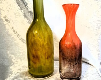 EKENÄS Art Glass Bottle Carafe: Handmade Mid-Century Modern Vase
