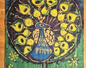 Retro Peacock Wall Hanging by Hans J Schöbel, Södahl (73x112 cm)