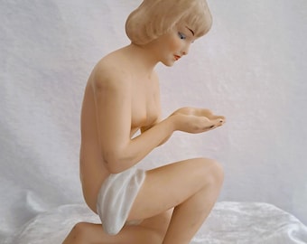 Schaubach Art Wallendorf Porcelain Figure Nude Sitting Art Deco