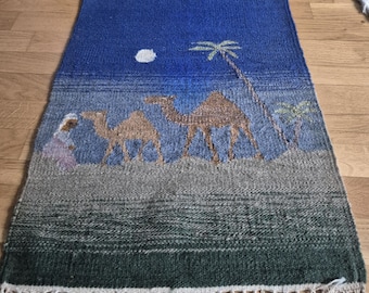 Vintage Handwoven Art Work from sweden Flatweave Röllakan Tapestry Kilim