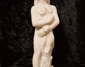 Harald Salomon signed figurine made for röstrand sweden women with a cat