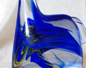 Kosta Boda blue  glass horse sculpture by Anna Ehrner. Made in Sweden .Collectible