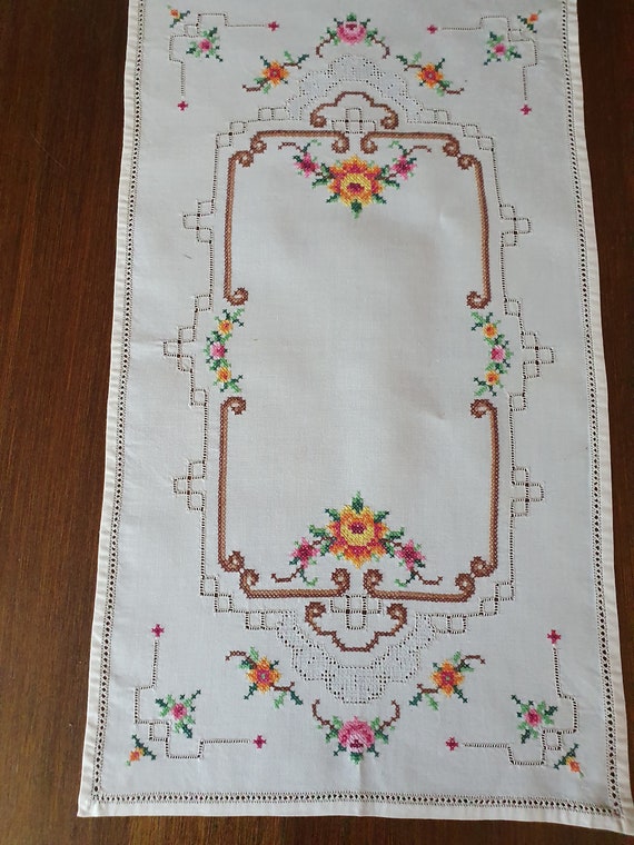 Well Done Handmade Embroidered Table Runner in Cross Stitch | Etsy