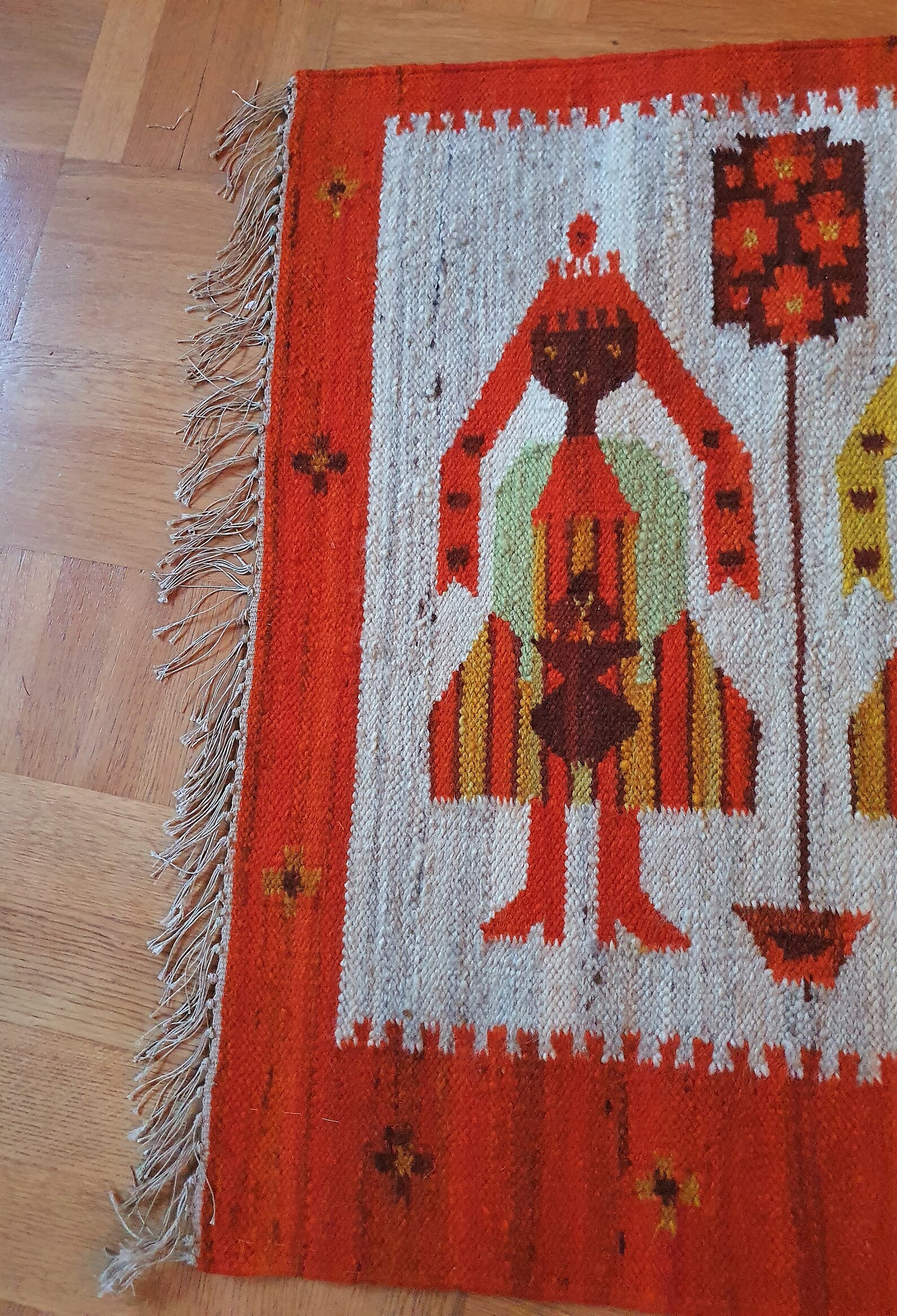 Kilim genuine rug handmade wool Poland Maria Domanska Etsy