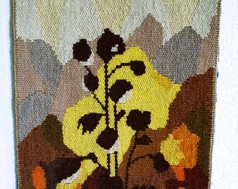 Flemish Hand-Woven Flower Tapestry: 1960s Swedish Wall Decor