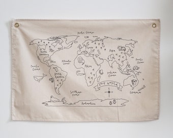 World Map Wall Flag