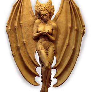 Millennium Angel, Large 44" Winged Female High Relief Sculpture, Figurative Resin Sculpture, Wall Mounted Sculpture