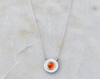 Power Carnelian in a Compass Pendant. For Courage, Stress Release, Gentle Healing. Sterling Silver. Minimalist. Encouragement.Personalize