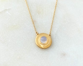 Healing White Quartz in a Compass Necklace.For Emotional Balance,Positivity.14kt Gold Vermeil.Minimalist.Encouragement Gift.June Birthstone.