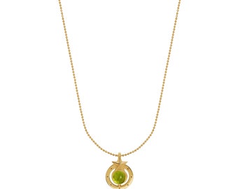 Abundance Peridot in a Star Necklace. Emotional Healing, Peace, Good Fortune. 14kt Gold Vermeil. Minimalist. Personalized. Natural Healing.
