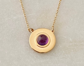 BIRTH STONE in a Compass Necklace. Celebration of Self and Love. 14kt Vermeil. Unique Birthday Gift. Encouragement. Personalized
