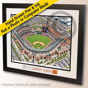 Camden Yards Wall Art – Baltimore Orioles Pen and Ink Stadium Drawing - Baseball Fan Gift