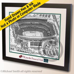 Lincoln Financial Field Wall Art – Philadelphia Football Pen and Ink Stadium Drawing, Football Fan Gift