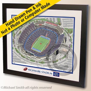 Highmark Stadium Wall Art – Buffalo Bills Pen and Ink Drawing - Football Fan Gift