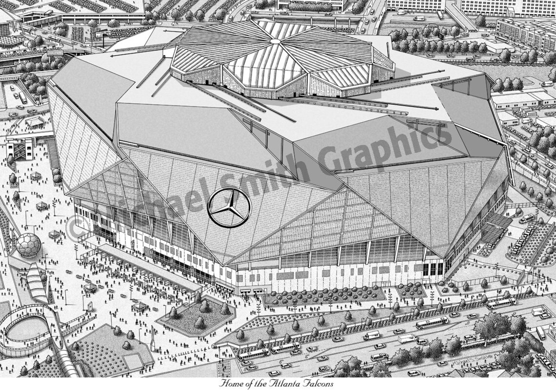 Atlanta Falcons Art Mercedes Benz Stadium Art Print Falcons | Etsy