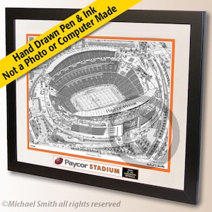 Paycor Stadium Wall Art – Cincinnati Football Pen and Ink Stadium Drawing, Football Fan Gift