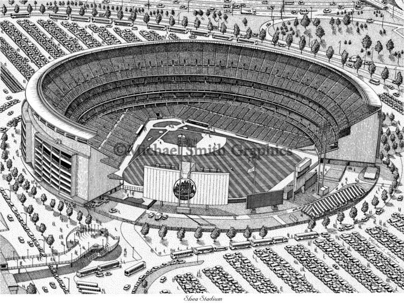 New York Mets art Shea Stadium art print NY Mets fan gift Etsy