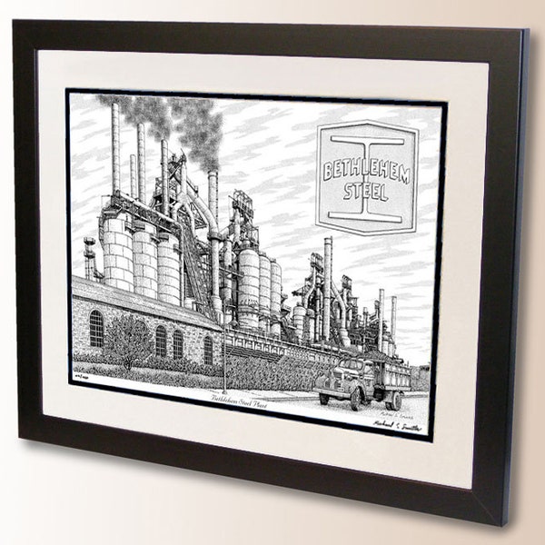 Bethlehem Steel Plant wall art print, Vintage Bethlehem PA art poster sign