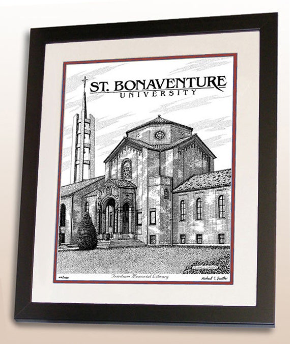Bonaventure poster art sign St Bonaventure alumni graduation gift St Bonaventure University hand