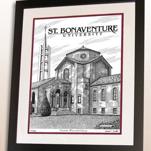 St. Bonaventure University hand signed art print, St. Bonaventure alumni graduation gift, St. Bonaventure poster art sign