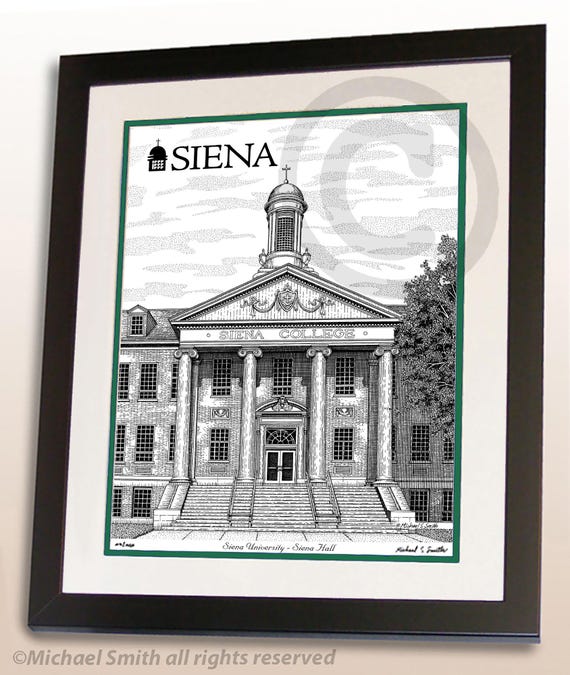 Siena University Wall Art  - Alumni and Graduation Gift - Hand Signed Pen & Ink Drawing