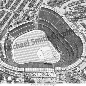 Los Angeles Dodgers Art, Dodger Stadium Art Print, LA Dodgers Fan Gift, Dodger Stadium Drawing ...