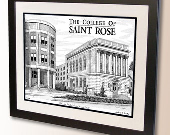 College of Saint Rose Wall Art - Alumni & Graduation gift - Hand Signed Pen and Ink Drawing