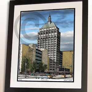 Rochester NY Kodak Office Building art print, Vintage City of Rochester landmark poster wall art sign, Rochester gift idea