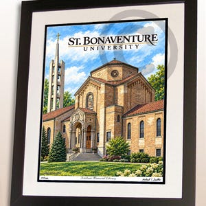 St. Bonaventure University Library Wall Art - Alumni & Graduation gift - Signed Pen and Ink Drawing