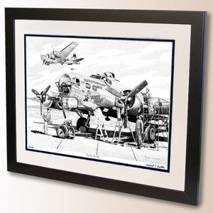Aviation wall art print, B-17 Flying Fortress airplane art, Aviation art wall decor, Vintage aviation poster art, Military gift for men